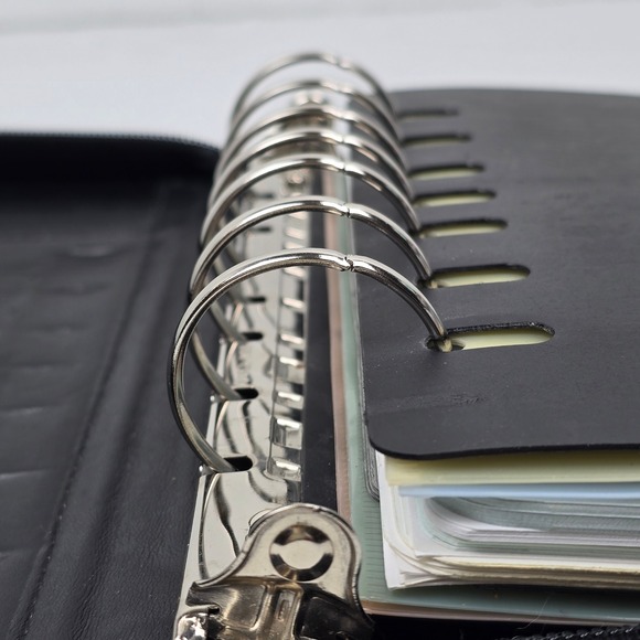 Franklin Covey Black Leather Floral Tapestry Zip Planner Binder Classic - Picture 4 of 16